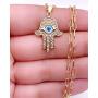 18K Gold Plated Hamsa Hand Pendant Necklace for Women Lucky & Protection Jewelry