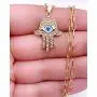 18K Gold Plated Hamsa Hand Pendant Necklace for Women Lucky & Protection Jewelry
