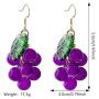 YUNXI 3D grape Drop Earrings Cute Fruit Gold Dangle Earrings Charm Jewelry Gift Earrings for Women Girls