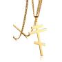 XUANPAI Mens Stainless Steel Cross Pendant Necklace Russian Orthodox Cross Religious Jewelry,Curb Chain 24''