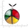 SUVANI Sterling Silver Hand Blown Glass Peace Love Reggae Pendant Necklace or Dangle Earrings