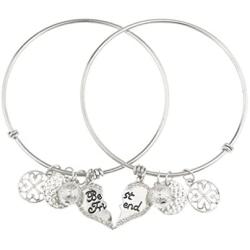 Lux Accessories Best Friends Forever BFF Charm Bracelet Set (2pc)