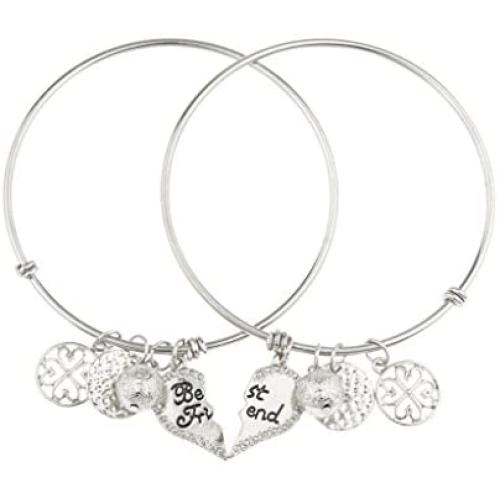 Lux Accessories Best Friends Forever BFF Charm Bracelet Set (2pc)