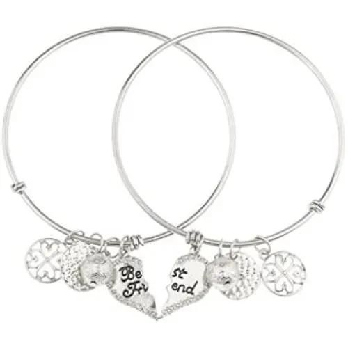 Lux Accessories Best Friends Forever BFF Charm Bracelet Set (2pc) Lux Accessories Best Friends Forever BFF Charm Bracelet Set (2pc)
