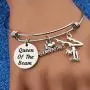 SEIRAA Gymnastics Girl Jewelry Gymnastics Charm Bracelets Queen of The Beam Sport Bangle with I Love Gymnastics Charm Gift for Gymnast