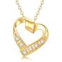 Blocaci 14K Yellow Gold Heart Pendant Necklaces for Women Girls Moissanite Pearl Necklaces Love Jewelry for Wife Daughter Mother, 16+1+1 Inch