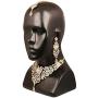 Touchstone Indian Bollywood Traditional Royal Look Attractive Filigree Carving Rhinestone Grand Bridal Designer Jewelry Necklace Set for Women