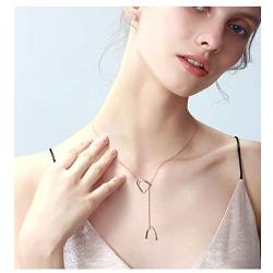 YFN Horse Gift Jewelry 925 Sterling Silver Simple Double Horse Strirrup Lariat Necklace Horse Gift for Women Girls