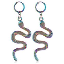 Creative Retro Color Snake Hoop Earrings for Women Colorful Snake Drop Dangle Enamel Earrings for Girls