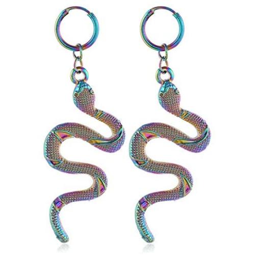 Creative Retro Color Snake Hoop Earrings for Women Colorful Snake Drop Dangle Enamel Earrings for Girls