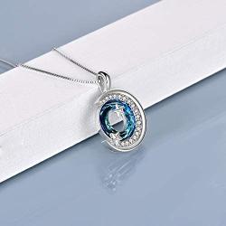 TOUPOP Moon Necklace s925 Sterling Silver Star Necklace Crescent Necklace Pendant with Blue Circle Crystal Jewelry Gifts for Women Teens Girls Mom Birthday Mothers Day