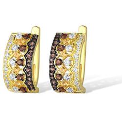 Santuzza Brown Spinel Dangle Earrings 925 Sterling Silver White Cubic Zirconia Drop Earring Fine Jewelry For Women