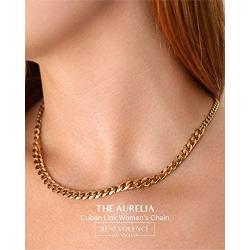 Gold Dipped Choker Necklaces for Women | Chain Choker Necklace | 14k Gold Chunky Chain Necklace | Dual Sized 14k Gold Dipped Curb Cuban Link Chain Necklace | Edgy, Classic Stainless Steel Chain | Cuban Chain Necklaces for Women