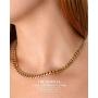 Gold Dipped Choker Necklaces for Women | Chain Choker Necklace | 14k Gold Chunky Chain Necklace | Dual Sized 14k Gold Dipped Curb Cuban Link Chain Necklace | Edgy, Classic Stainless Steel Chain | Cuban Chain Necklaces for Women