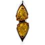 Sterling Silver Amber Two Triangles Earrings Necklace Set 18 Inches