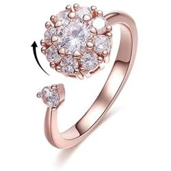 Bling Toman Womens Band Ring Girls Spin Ring Adjustable Spinner Ring for Teens, Secret Fidget Ring Relieving Anxiety and Boredom, Women Jewelry Gift