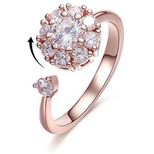 Bling Toman Womens Band Ring Girls Spin Ring Adjustable Spinner Ring for Teens, Secret Fidget Ring Relieving Anxiety and Boredom, Women Jewelry Gift