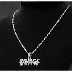 Halukakah Gold Chain with Bubble Letter King/Gang/Trap/Savage Iced Out,Diamond Necklace for Men 18k Real Gold Plated/Platinum White Gold Finish with Rope Chain 24''/Tennis Chain 20'' Free Giftbox