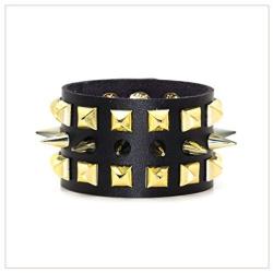Nsitbbuery Punk Rivet Bracelet Spike Wide Leather Wristband Bracelet