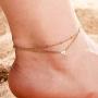Initial Anklet Bracelets for Women Dainty Layered Beads Heart Letter Gold Ankle Bracelets for Teen Girls Foot Ankle Jewelry (S)