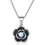 CiNily Rose Flower Pendant Necklace for Women Girls White Fire Opal Jewelry 18K White Gold Plated Enamel Flower Gemstone Pendant Necklace