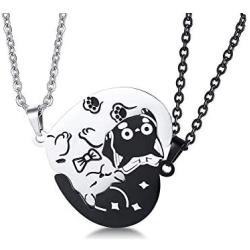 PJ Stainless Steel Yin Yang Pet Cat Puzzle Piece Matching Couple Pendant Necklace,Animal Lover Gift