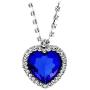 AILUOR Titanic Heart of The Ocean Neckalce, Royal Blue Crystal Created Sapphire Pendant with Silver Plated Necklace Jewelry