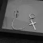 Cross Tassel Chain Wide Cuff Wrap Clip On Small Hoop Dangle Drop Earrings for Men Women Girls Cartilage Personalized Fashion Punk Climber Crawler Hip Hop Rock Kpop Pierciing Gifts Birthday Bff Son