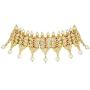 Aheli Beautiful Wedding Wear Indian Laxmi Goddess Faux Stone Studded Floral Design Crafted Necklace Earrings Set Ethnic Fashion Jewelry for Women
