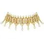 Aheli Beautiful Wedding Wear Indian Laxmi Goddess Faux Stone Studded Floral Design Crafted Necklace Earrings Set Ethnic Fashion Jewelry for Women