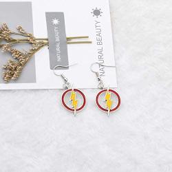 WSNANG Superhero Round Flash Lightning Earrings Dc Comics The Flash Superhero Jewelry Flash Fans Gift for Her