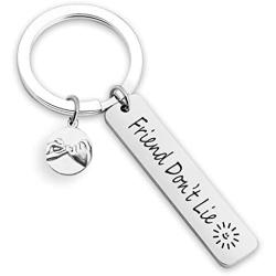 Friends Keychain Friend Dont Lie Honest Gift Friendship Gift Inspirational Keychain Engraved Gift （Friend Dont Lie KR）