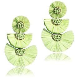 Statement Earrings Beaded Raffia Palm Bohemian Drop Dangle Earrings for women