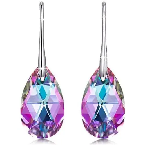 LADY COLOUR ✦Wonderland✦ Drop Dangle Earrings for Women Crystals Jewelry for Ladies Birthday Romantic Gifts with Gift Box, Soft Cloth