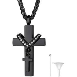 Richsteel Dog Tag/Cross/Heart/Pet Paw/Teardrop/Special Date Calendar Urn Pendant Necklace for Ashes for Men Women Personalized Cremation Jewelry Waterproof(with Gift Box)