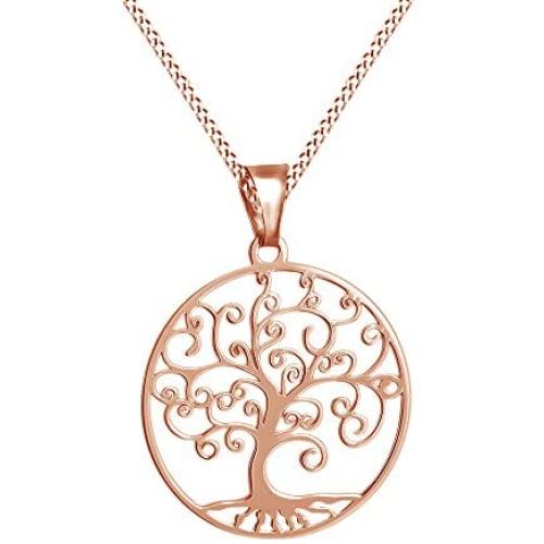 Jewel Zone US Tree of Life Filigree Pendant Necklace 14k Gold Over Sterling Silver