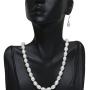 Gem Stone King Rhodium Plated 3pc Cultured Freshwater White Pearl Necklace Bracelet Earring Set