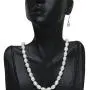 Gem Stone King Rhodium Plated 3pc Cultured Freshwater White Pearl Necklace Bracelet Earring Set