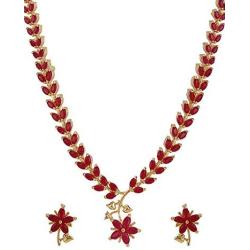 Efulgenz Bridal Crystal Cubic Zirconia Floral Gold Plated Necklace Earrings Jewelry Set for Women Girls Bride Bridesmaids