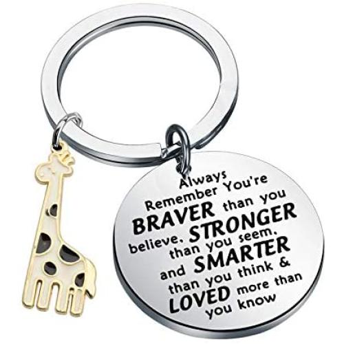 WSNANG Giraffe Lover Keychain You are Braver Stronger Smarter Than You Think Keychain Inspirational Gifts for Giraffe Lover Giraffe Lover