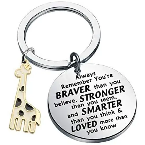 WSNANG Giraffe Lover Keychain You are Braver Stronger Smarter Than You Think Keychain Inspirational Gifts for Giraffe Lover Giraffe Lover WSNANG Giraffe Lover Keychain You are Braver Stronger Smarter Than You Think Keychain Inspirational Gifts for Giraffe Lover Giraffe Lover