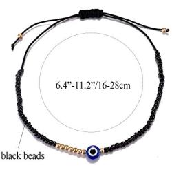 kelistom Beaded Evil Eye Bracelet for Women Men Teen Girls Boys Red/Black Kabbalah Blue Evil Eye Minimalist Bracelets for Protection and Good Luck 1/2/6 Pieces