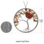 HZMAN Tree of Life Chakra Amulet Natural Quartz Round Stone Pendant Handmade Necklace