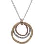 Of Earth and Ocean HANDMADE Sunrise Pendant Necklace, Triple Circles in Tri-Tone Copper, Brass, and Silver