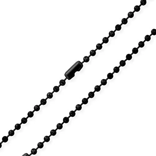 Bling Jewelry 3MM Stainless Steel Plated Black Shot Beaded Ball Chain Necklace for Men Teen 18 Women 20 22 24 30 Inch