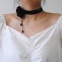 Haloty Vintage Black Flower Choker Necklace Halloween Crystal Pendant Hollow Adjustable Necklace Chain Jewelry for Women and Girls