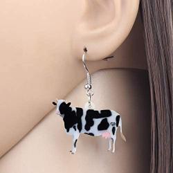 NEWEI Acrylic Anime Dairy Cattle Cow Earrings Drop Dangle Farm Animal Jewelry For Women Girl Gift Charm