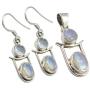 SilverStarJewel Jewelry Silver Set, RAINBOW MOONSTONE 2 Gemstone 925 Stamped Earrings & Pendant