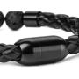 Ckysee 7 Chakra Lava Rock Bracelet Healing Balancing Genuine Leather Bracelets with Magnetic Clasp Tiger Eye Agate Howlite for Men