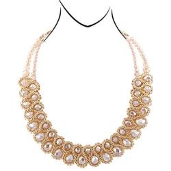 HANTON Handmade Strands Beaded Necklace for Women Girls Crystal Beads and Gold Plating Chains Statement Chokers Necklace 6 Colors